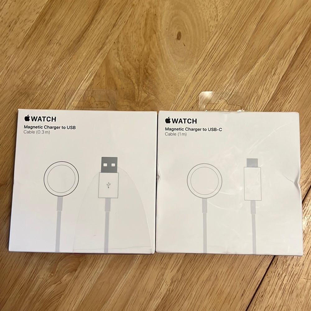 Apple magnetic chargers for Apple Watch- USB and USB-C